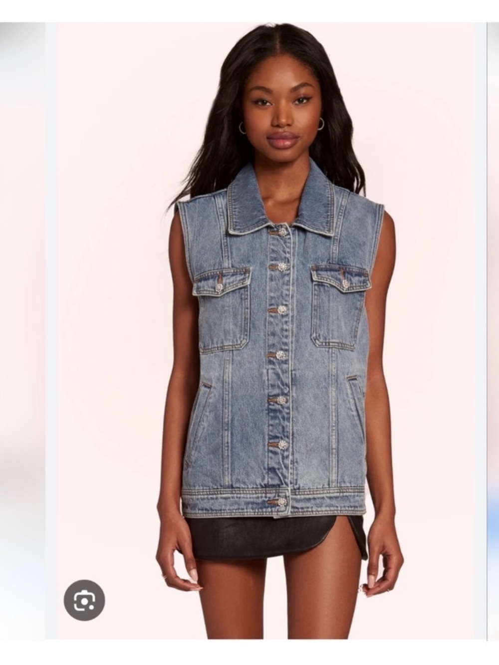 NWT Amanda Uprichard rhinestone embellished button Greyson denim vest Size M